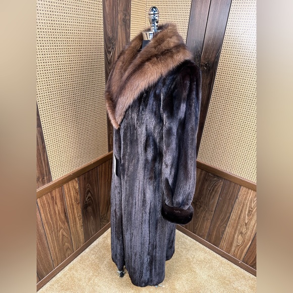 MAXIMILIAN ALTA MODA BLOOMINGDALE’S MINK & RUSSIAN SABLE COLLAR FUR COAT MEDIUM - Picture 4 of 14